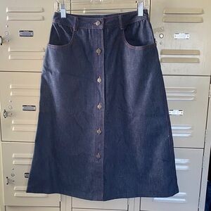 Halston III Dark Indigo Button-Front A-Line Skirt